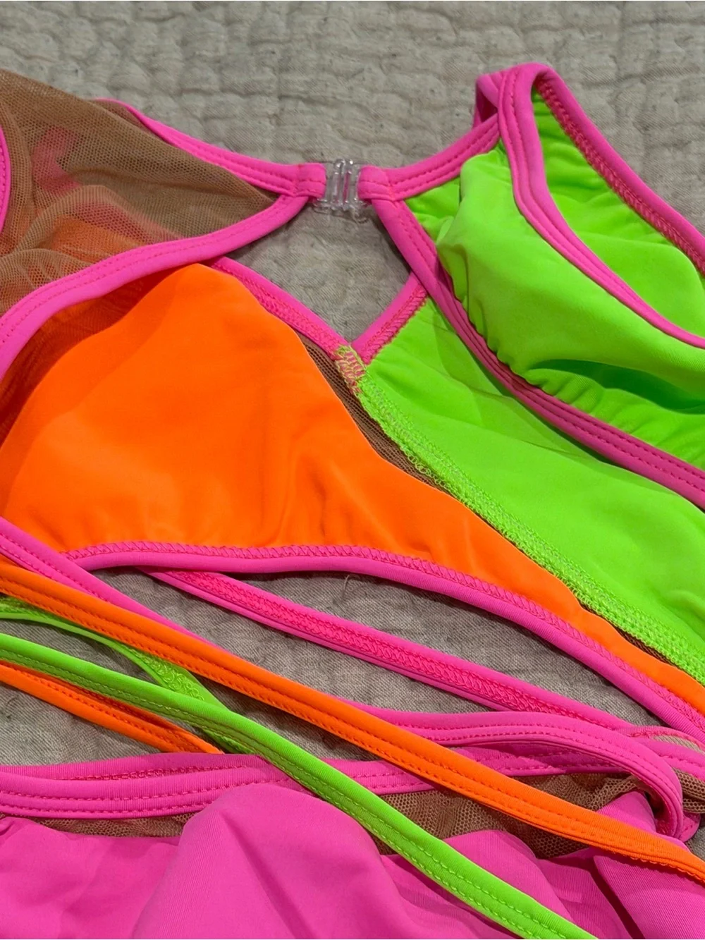 LA Designs Neon Strappy Dance Costume Two Piece Child M
